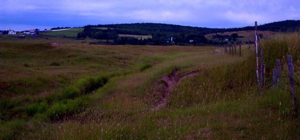 Road trip: Chipoudy, Thibodeau's 1697 dike segment (left) and aboitteau site (where creek at center now breaks through), Thibodeau Hill in the background 