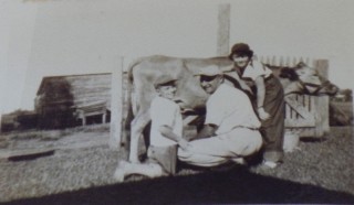 Adeo's house, 1940ish: unknown boy, Geraldine, her father David