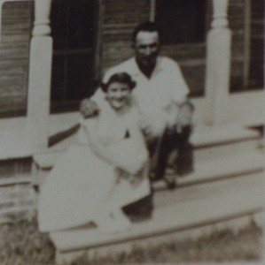 1945ish, Geraldine's Confirmation, front porch with father David-