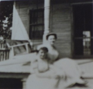 1945?, Geraldine's Confirmation, front porch with mother Yola